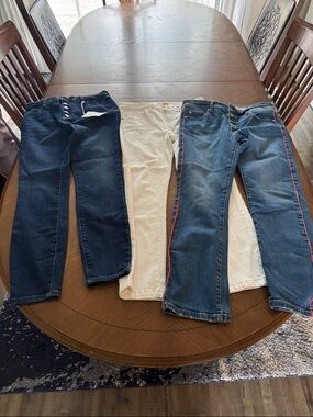 3 pairs PILCRO & THE Letterpress Anthropologie Sz 28 Jeans blue white red trim